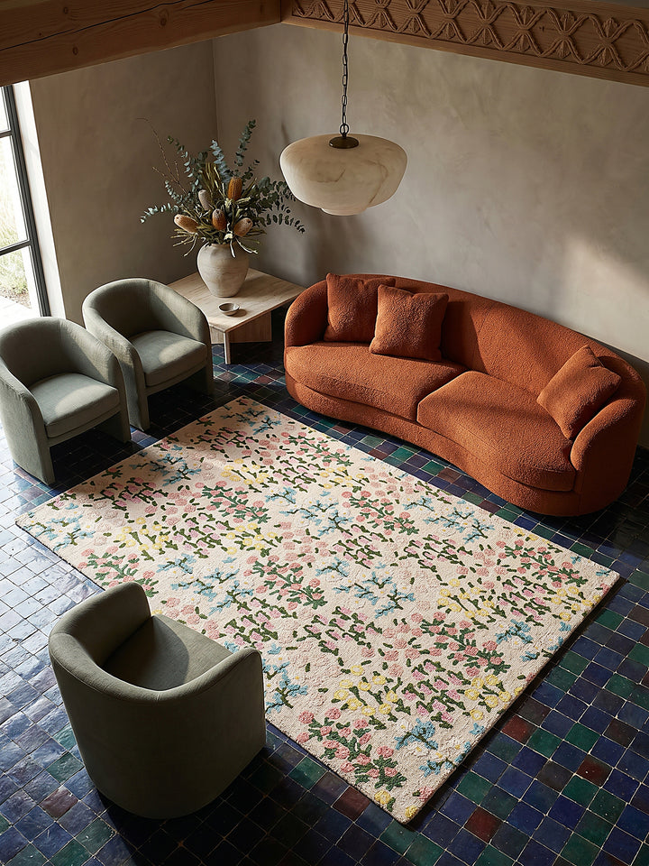 Teppich Multicolor-Rosa rechteckig Musteransicht von oben Designkollektion_