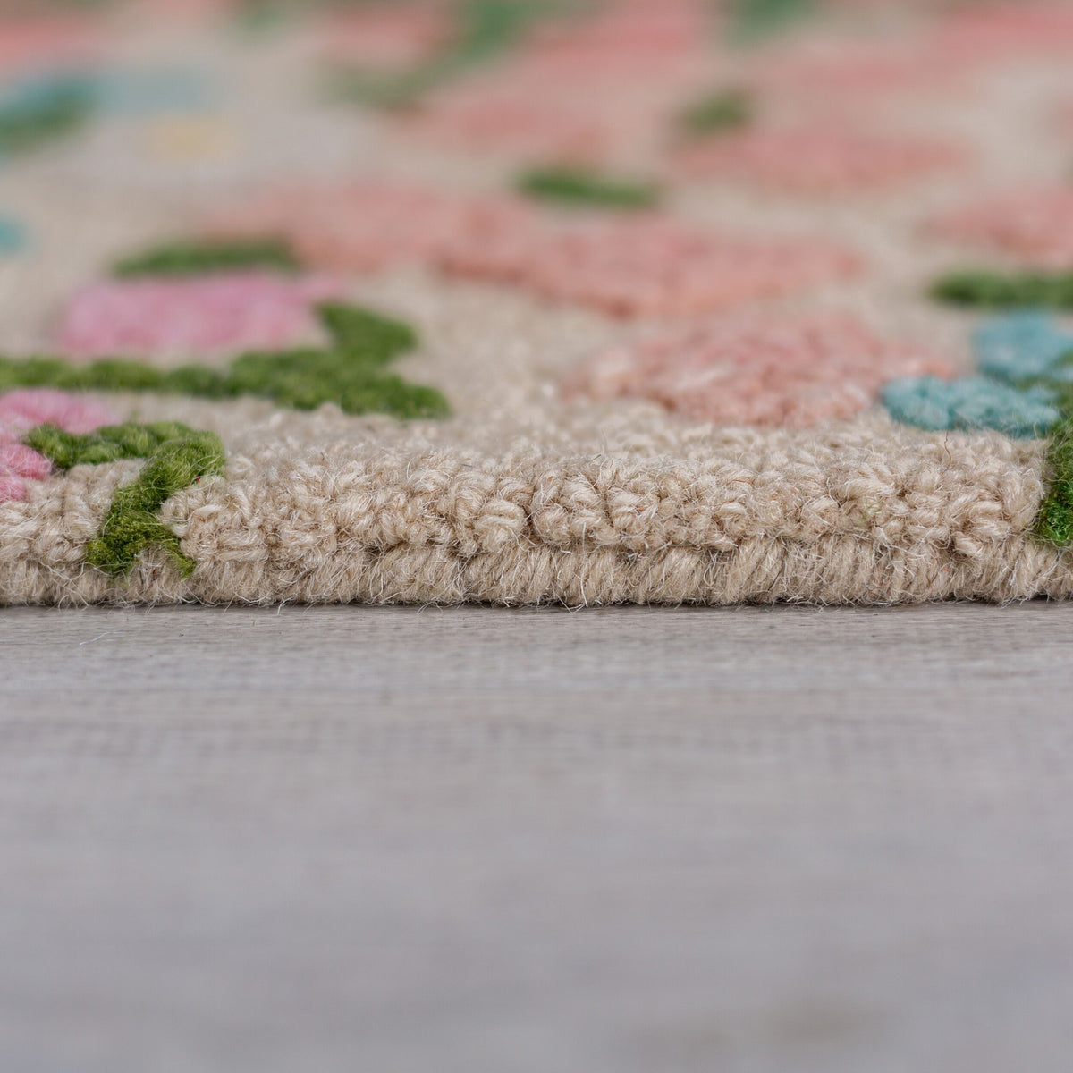 Wollteppich Floral handgetuftet Hoch-Tief-Struktur für Wohnzimmer und Schlafzimmer Rechteckig