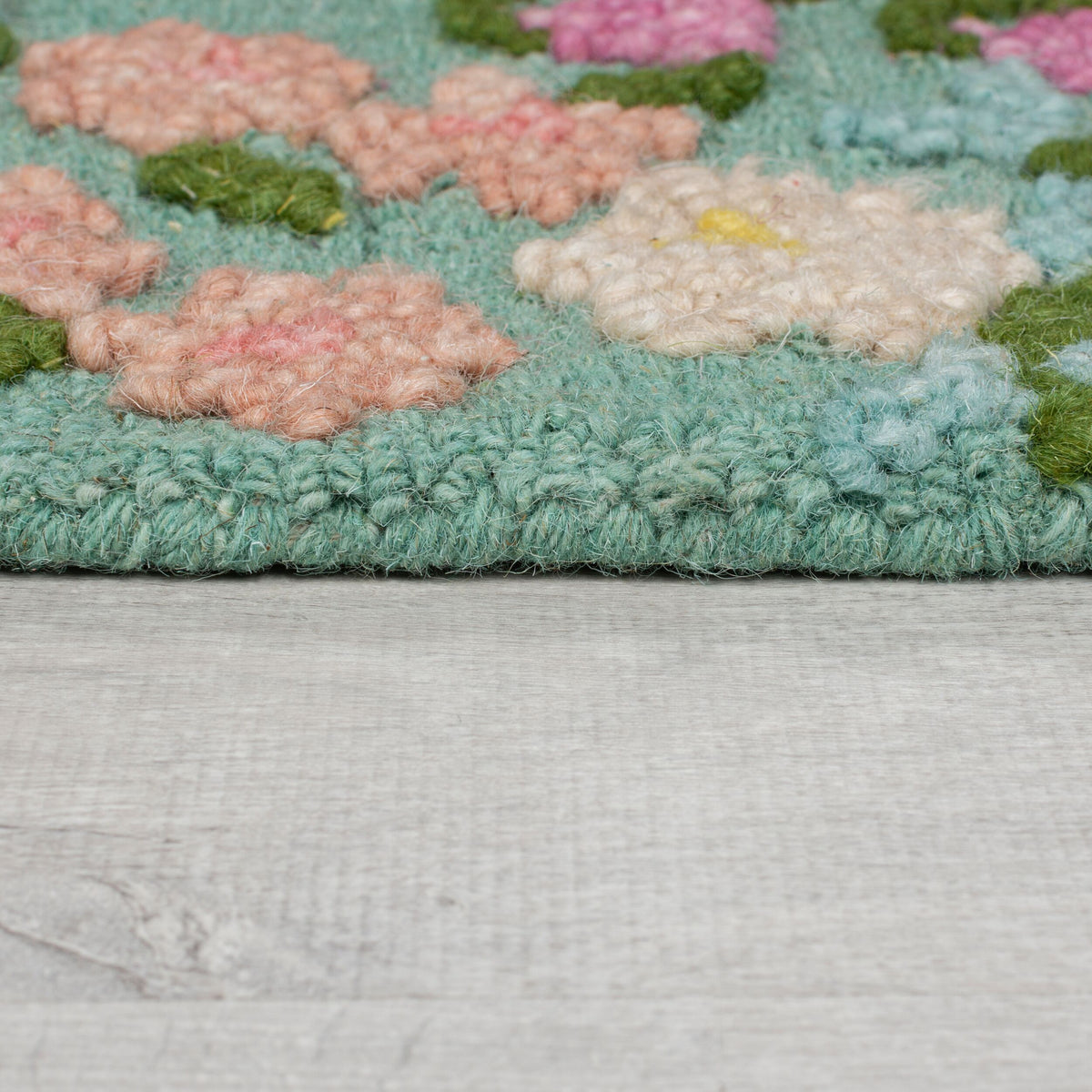 Wollteppich Floral handgetuftet Hoch-Tief-Struktur für Wohnzimmer und Schlafzimmer Rechteckig
