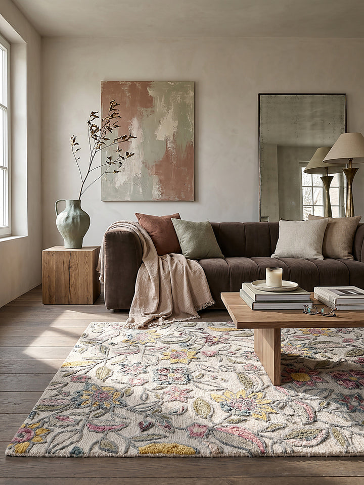 Teppich Multicolor rechteckig im modernen Wohnzimmer Einrichtungsidee_