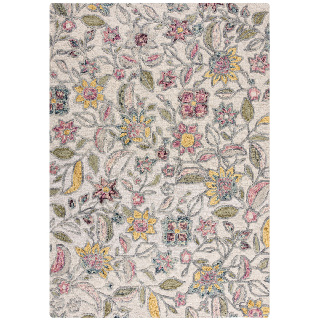 Wollteppich Botanisch Floral mit Aquarell-Effekt - Wohnzimmer_Rechteckig_