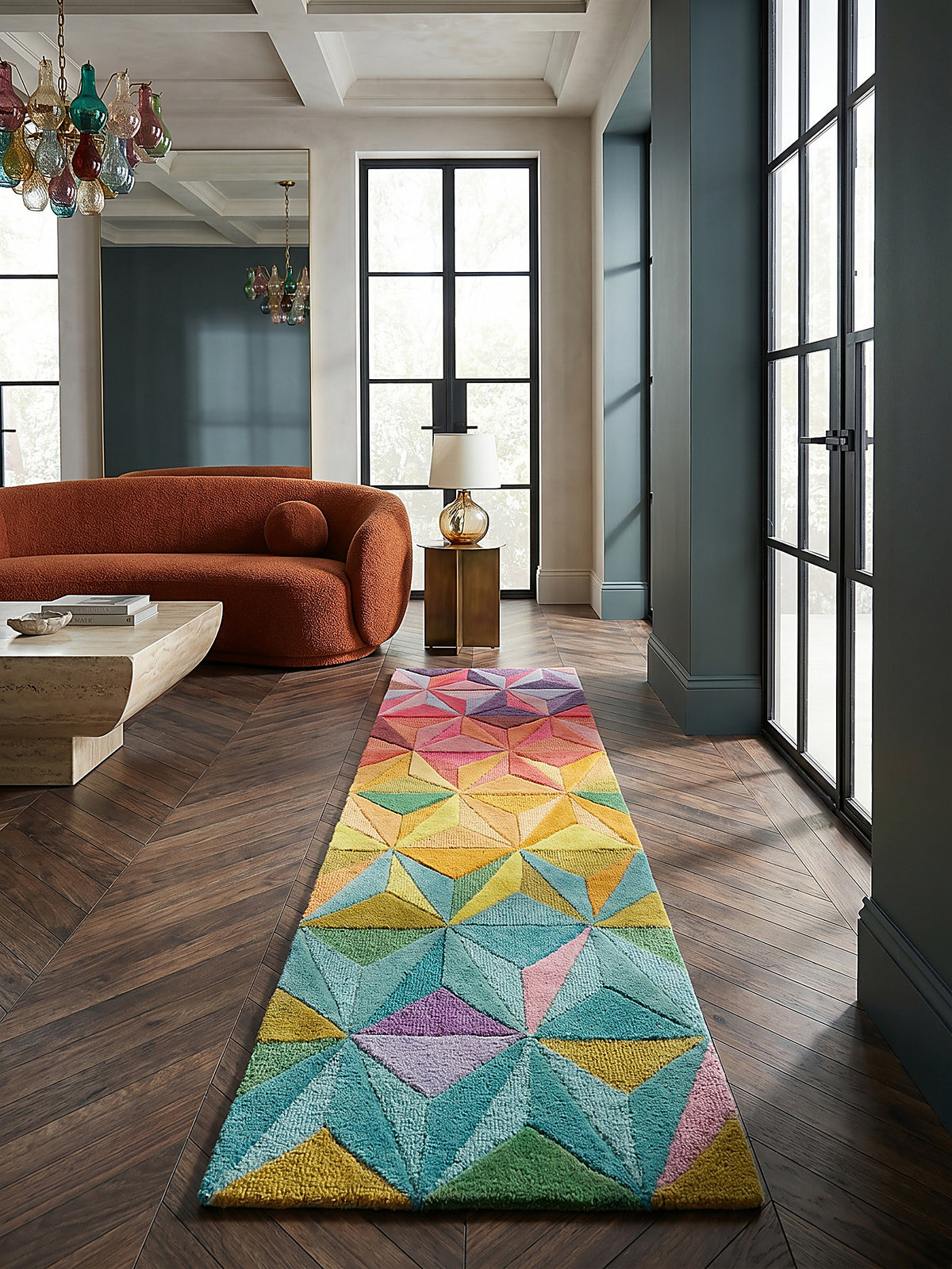 Teppich Multicolor Läufer Musteransicht von oben Designkollektion_