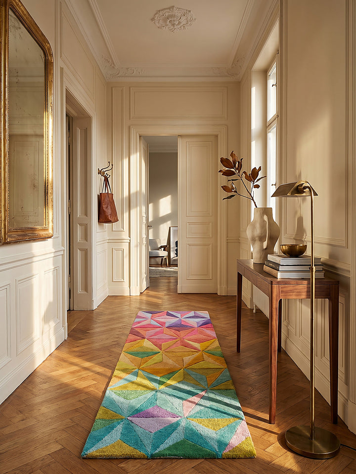 Teppich Multicolor Läufer im modernen Wohnzimmer Einrichtungsidee_