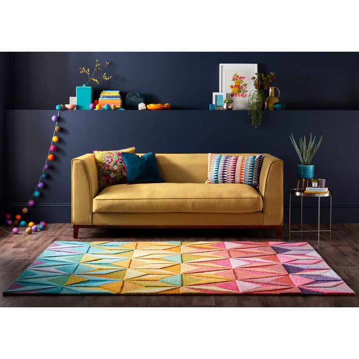 Wollteppich 3D Geometrisch - Wohnzimmer_Multicolor_Rechteckig_