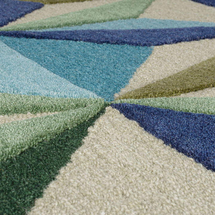 Wollteppich 3D Geometrisch - Wohnzimmer_Blau-Grün_Rechteckig_