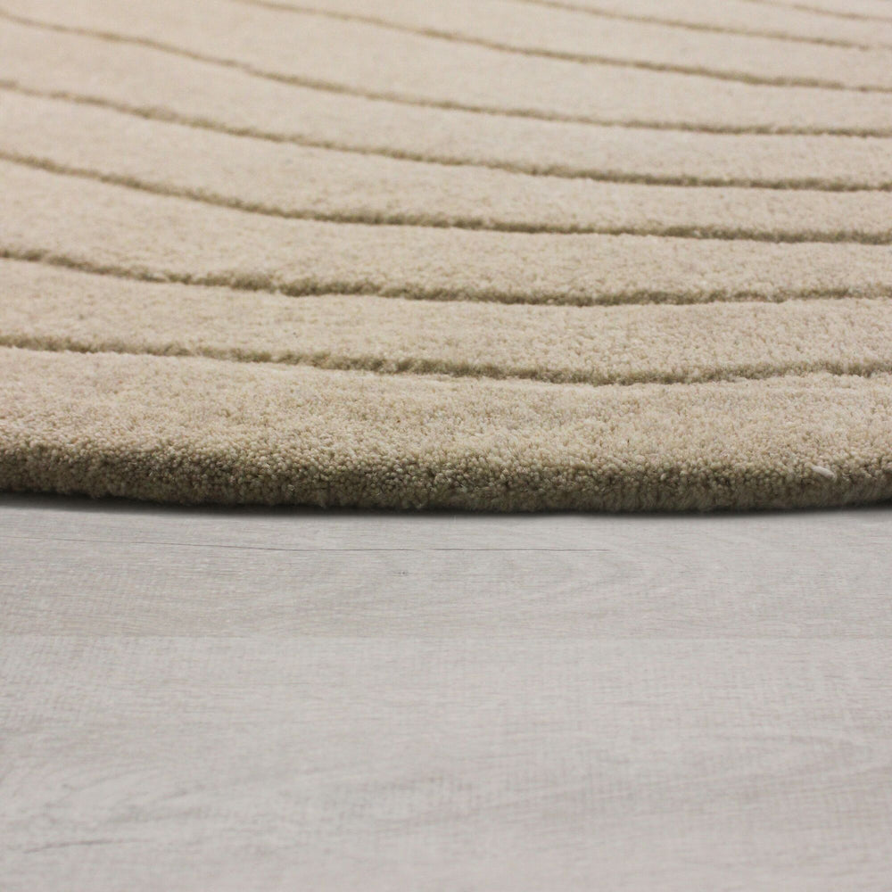 Wollteppich Handgefertigt  - Organisch geformt  - Hoher und niedriger Flor  - Für Fußbodenheizung geeignet_Oval_