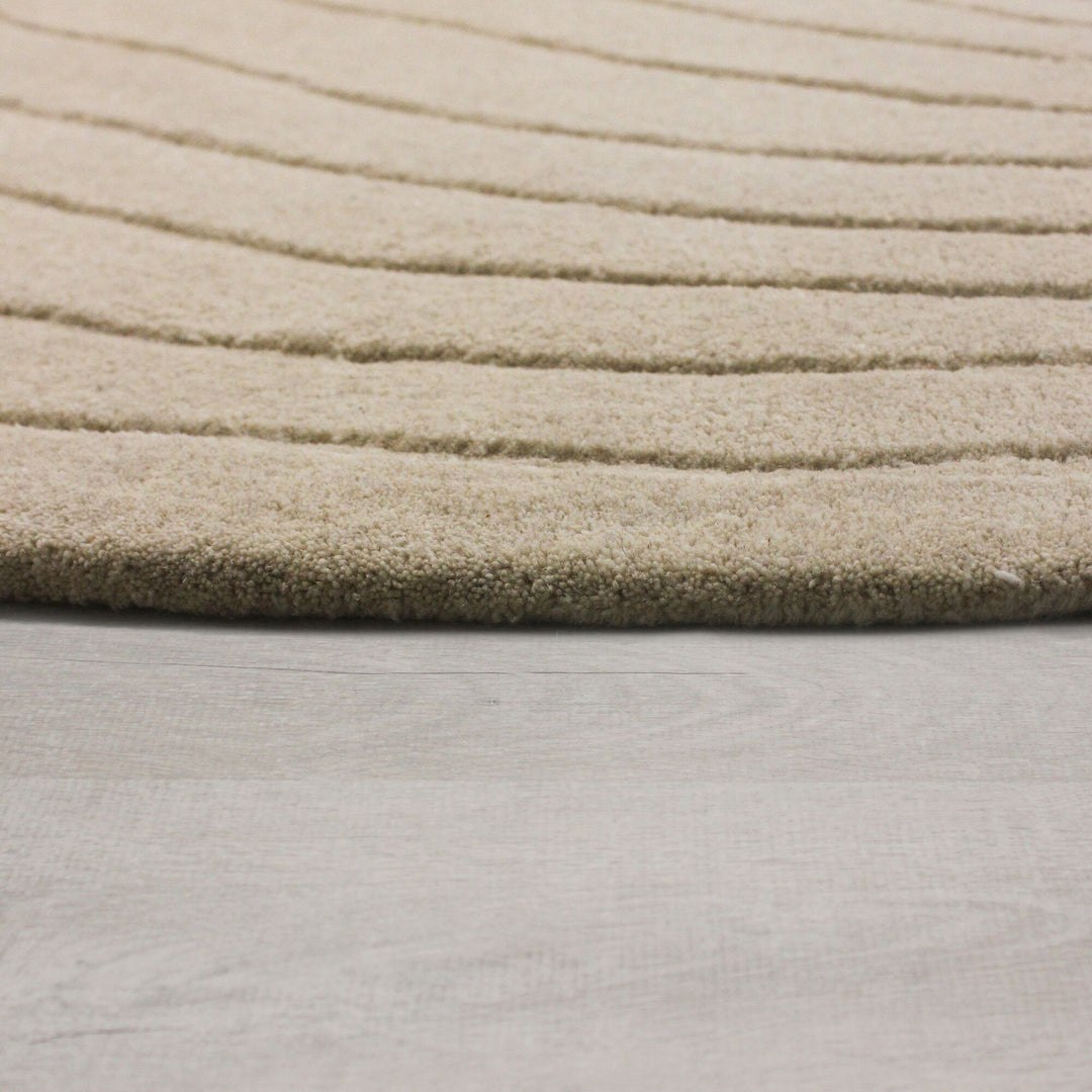 Wollteppich Handgefertigt  - Organisch geformt  - Hoher und niedriger Flor  - Für Fußbodenheizung geeignet_Oval_