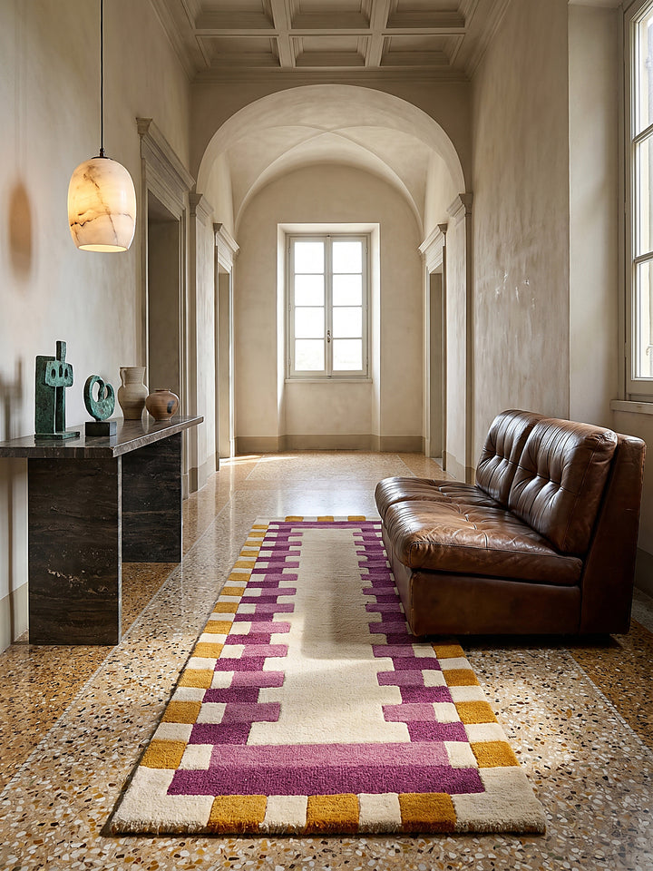 Teppich Rosa-Gelb Läufer Musteransicht von oben Designkollektion_