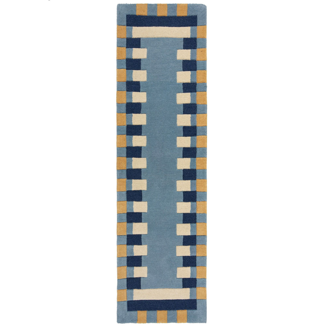 Wollteppich Geometrisches Muster - Rahmen - Wohnzimmer schmutzabweisend_Läufer_