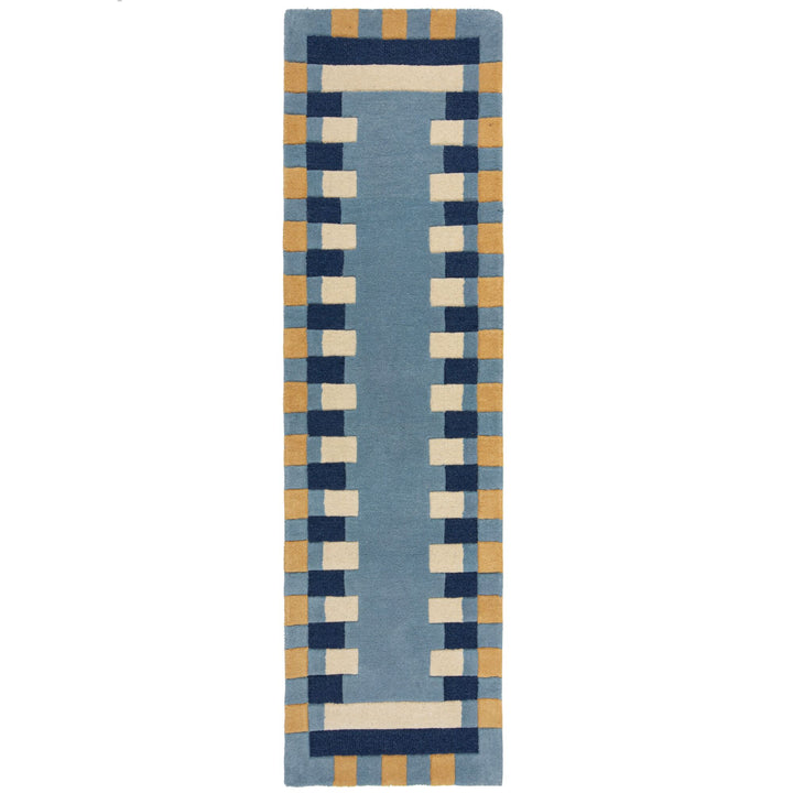 Wollteppich Geometrisches Muster - Rahmen - Wohnzimmer schmutzabweisend_Läufer_