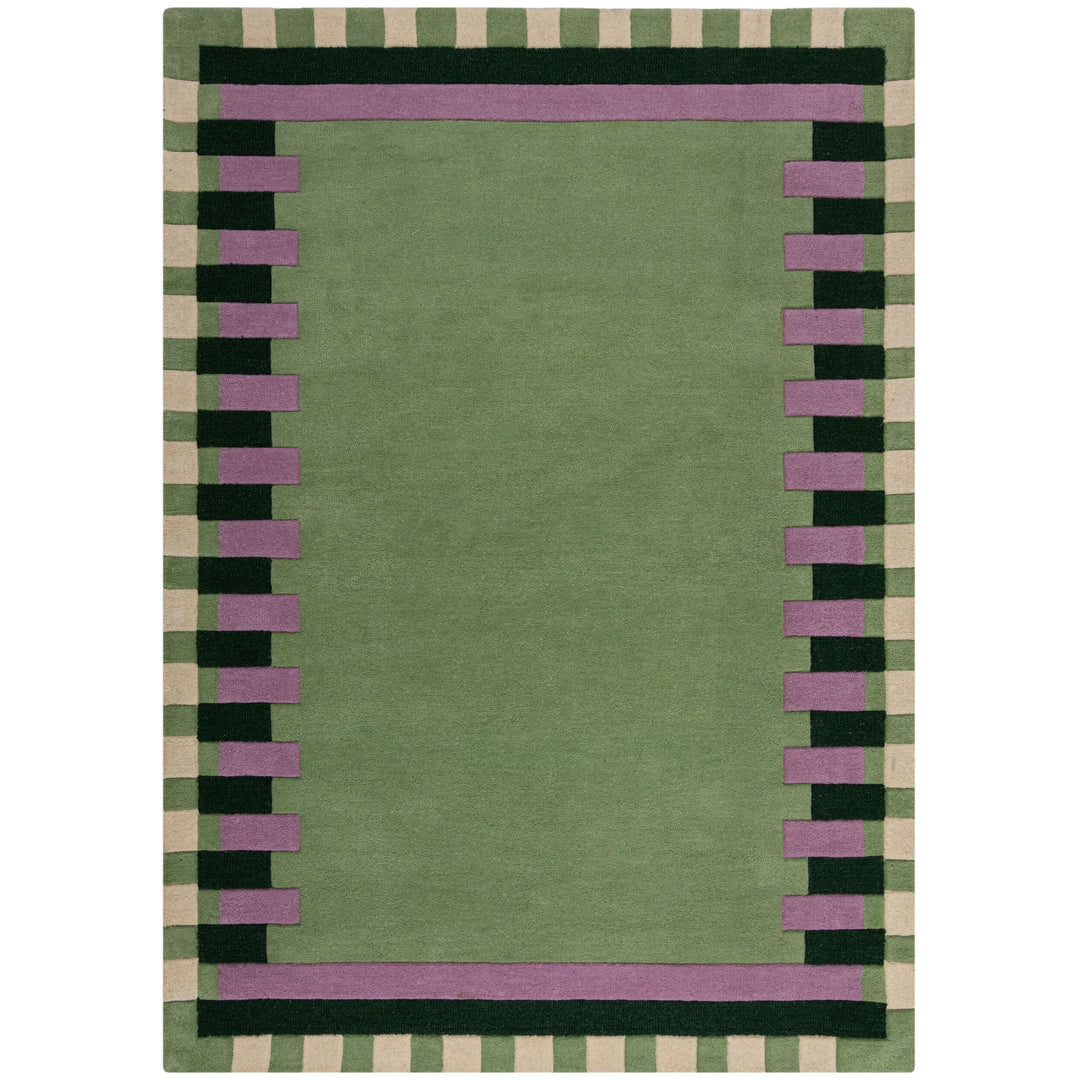 Wollteppich Geometrisches Muster - Rahmen - Wohnzimmer schmutzabweisend_Rechteckig_