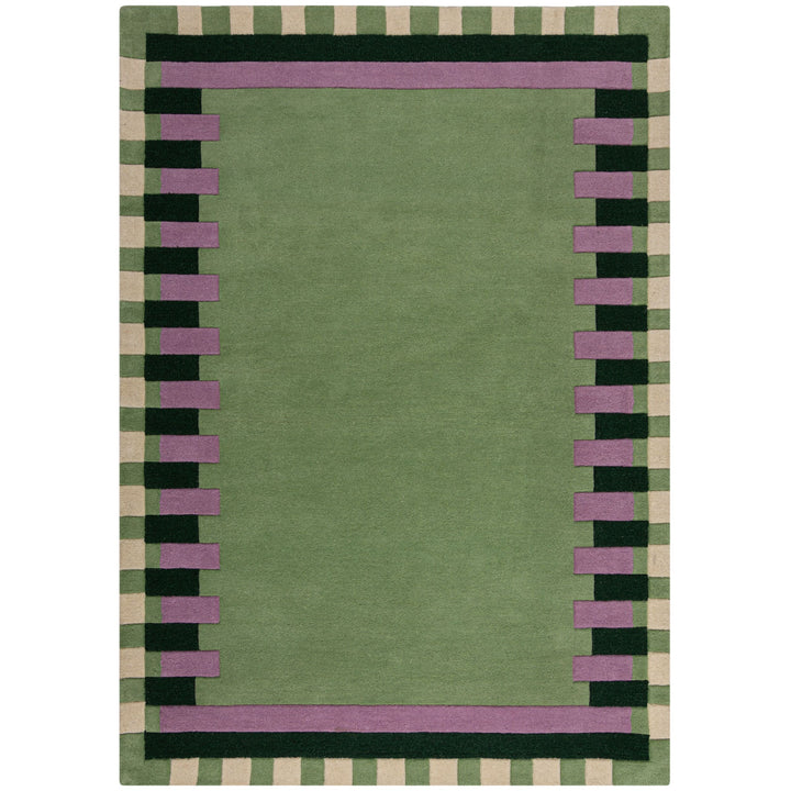 Wollteppich Geometrisches Muster - Rahmen - Wohnzimmer schmutzabweisend_Rechteckig_