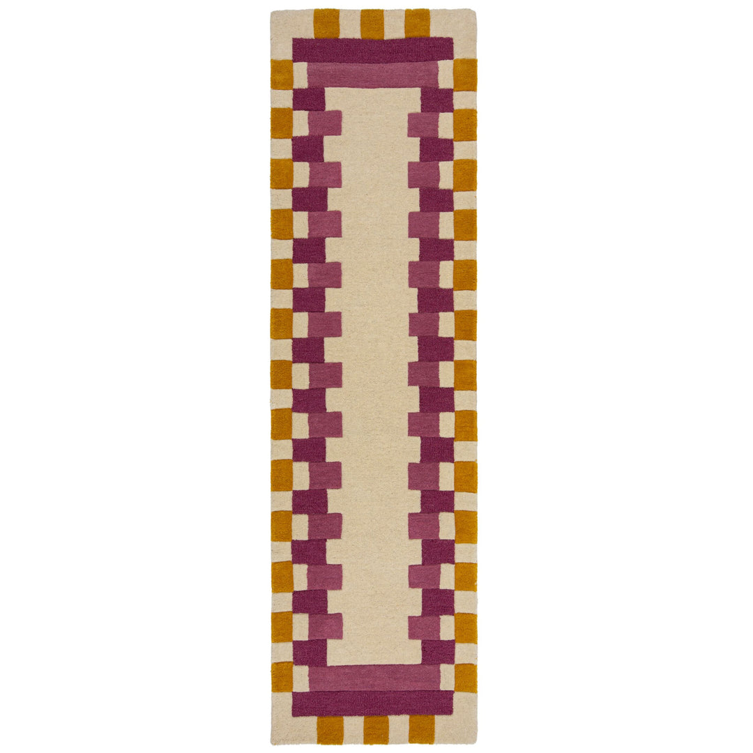 Wollteppich Geometrisches Muster - Rahmen - Wohnzimmer schmutzabweisend_Läufer_