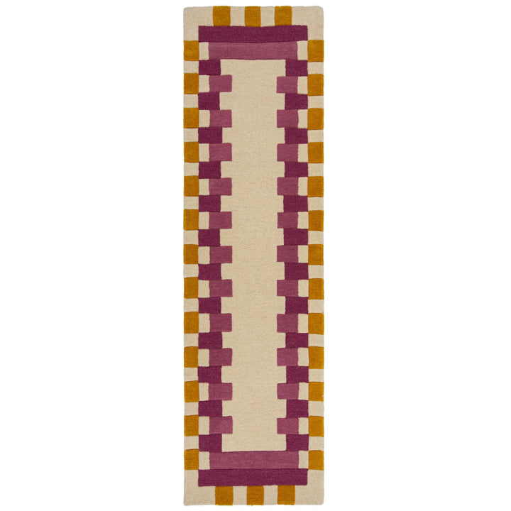 Wollteppich Geometrisches Muster - Rahmen - Wohnzimmer schmutzabweisend_Läufer_