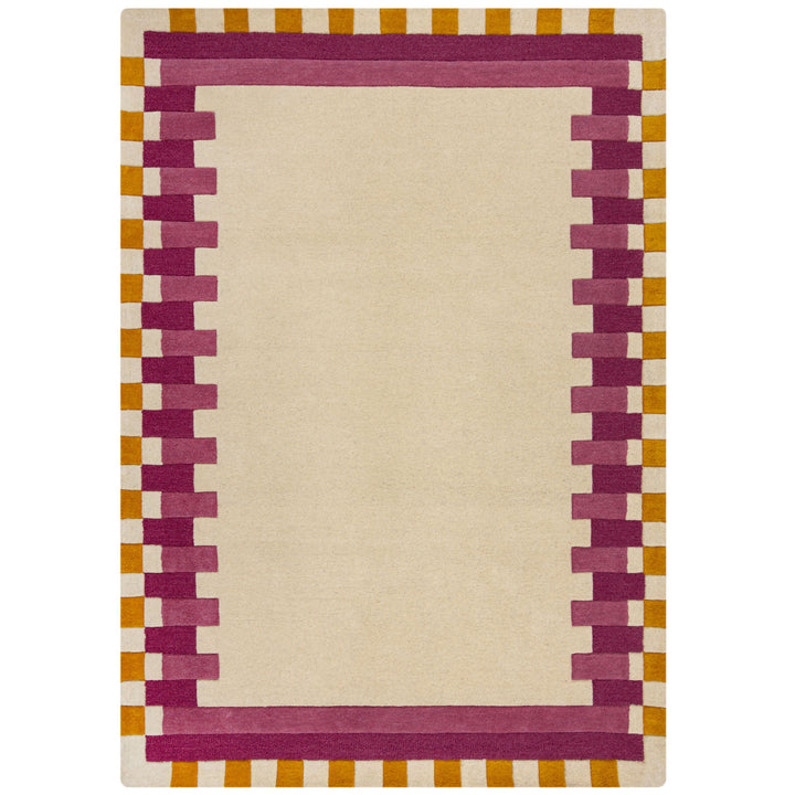 Wollteppich Geometrisches Muster - Rahmen - Wohnzimmer schmutzabweisend_Rechteckig_