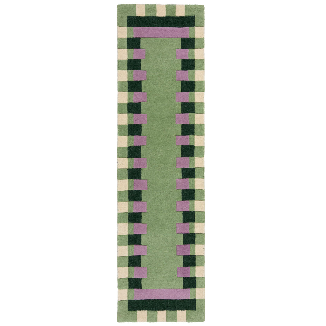 Wollteppich Geometrisches Muster - Rahmen - Wohnzimmer schmutzabweisend_Läufer_