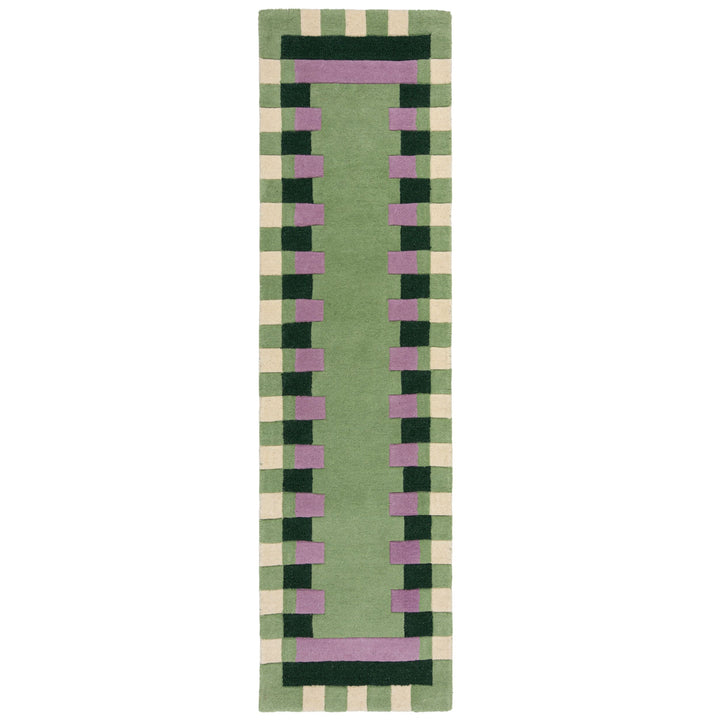 Wollteppich Geometrisches Muster - Rahmen - Wohnzimmer schmutzabweisend_Läufer_