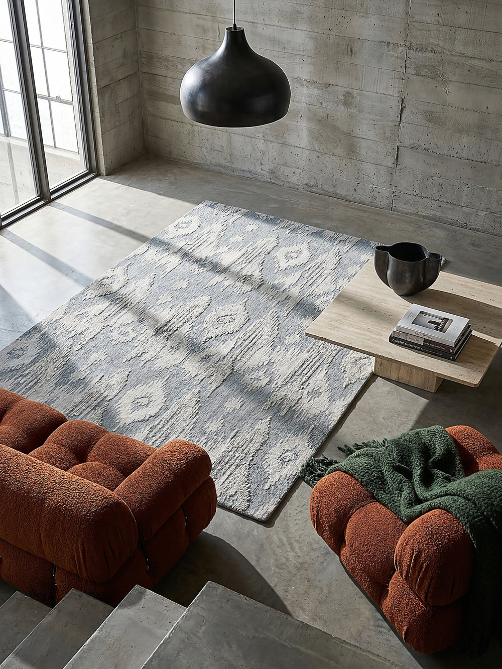 Teppich Blau rechteckig Musteransicht von oben Designkollektion_