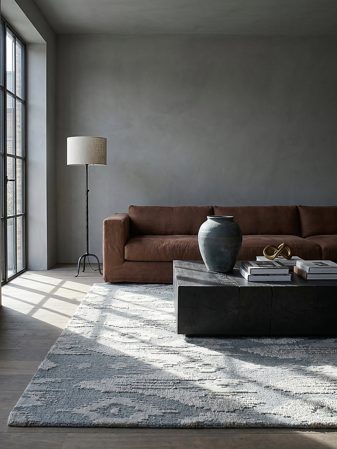 Teppich Blau rechteckig im modernen Wohnzimmer Einrichtungsidee_