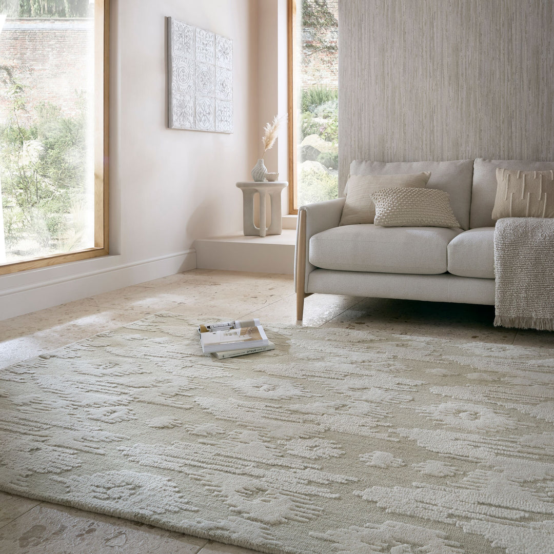 Wollteppich Ethno Ikat - Wohnzimmer_Beige_Rechteckig_