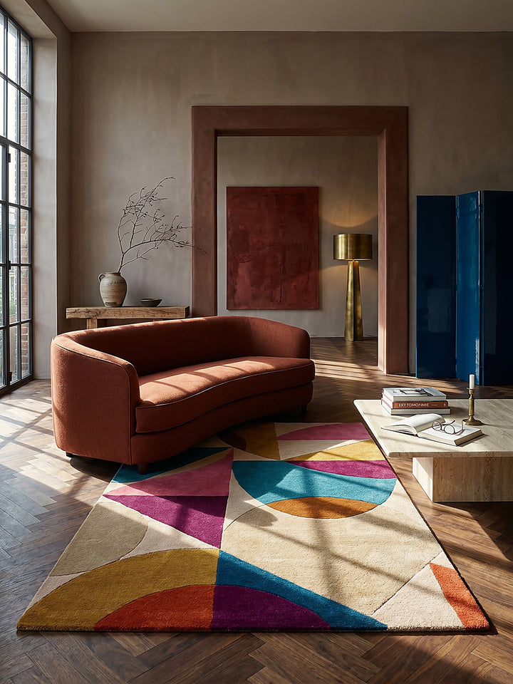 Teppich Multicolor rechteckig im modernen Wohnzimmer Einrichtungsidee_