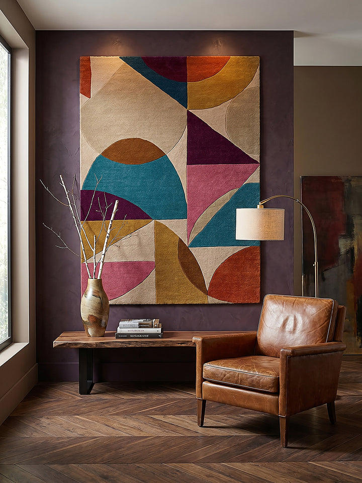 Teppich Multicolor rechteckig als Wandteppich Wanddekoration Textilkunst Interior Design_