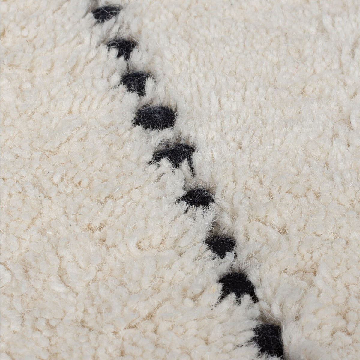 Teppich Linien-Streifen Creme-Schwarz Wolle Flor Nahaufnahme Rechteckig