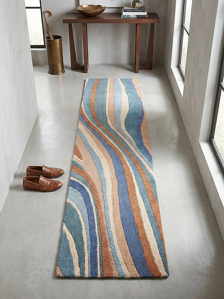 Teppich Multicolor-Blau Läufer Musteransicht von oben Designkollektion_