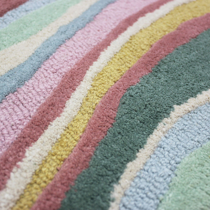 Wollteppich Wellen Muster - Abstrakt - Wohnzimmer_Multicolor-Grün_Läufer_