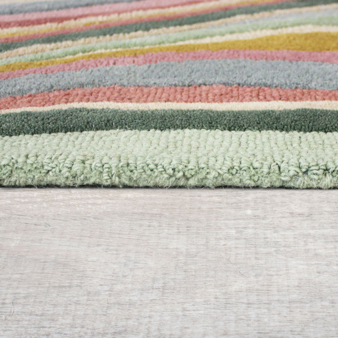 Wollteppich Handgetuftet Abstraktes Wellenmuster Multicolor Langlebig_Läufer_