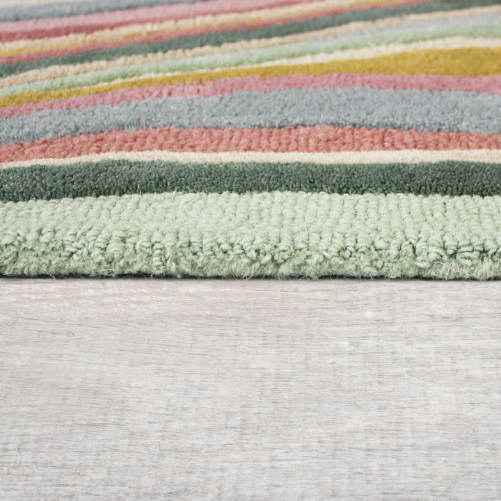 Wollteppich Handgetuftet Abstraktes Wellenmuster Multicolor Langlebig_Läufer_