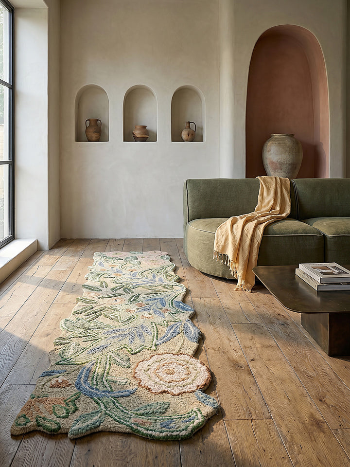 Teppich Grün Läufer im modernen Wohnzimmer Einrichtungsidee_