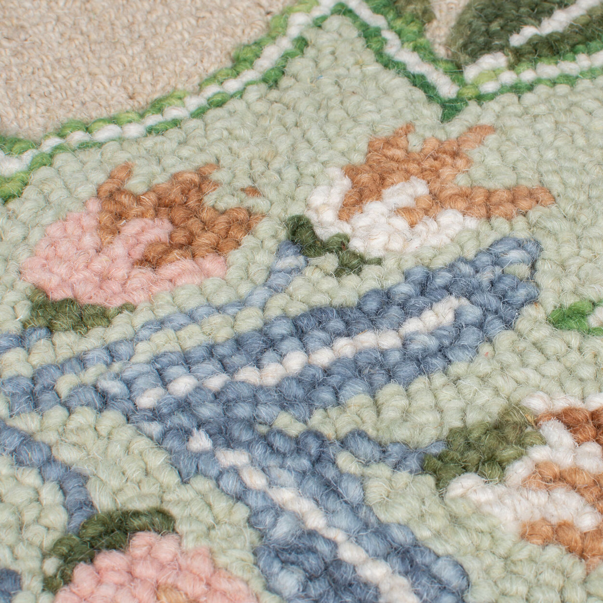 Wollteppich Shaped Botanisch Floral - Wohnzimmer Grün Läufer
