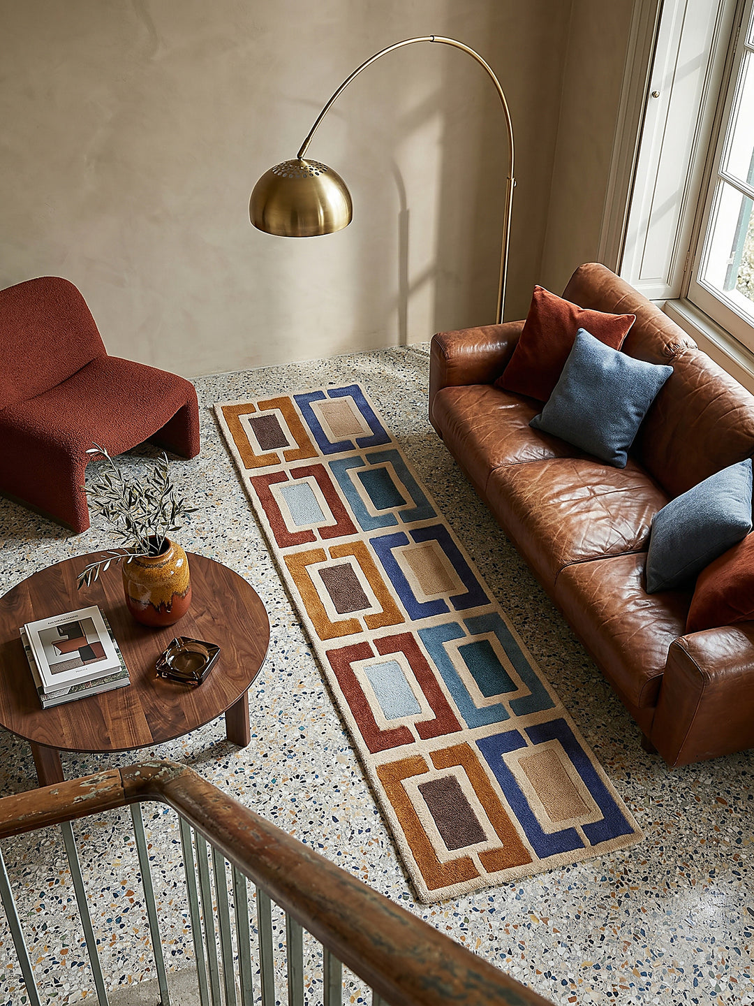 Teppich Multicolor-Blau Läufer Musteransicht von oben Designkollektion_