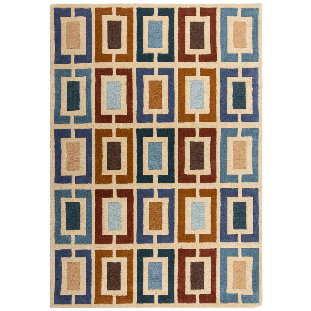 Wollteppich Geometrisch - Retro-Stil - Wohnzimmer_Rechteckig_