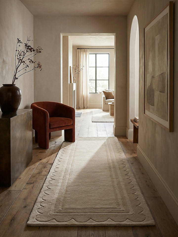 Teppich Beige Läufer im modernen Wohnzimmer Einrichtungsidee_