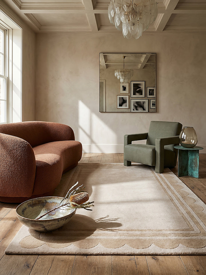 Teppich Beige rechteckig Musteransicht von oben Designkollektion_