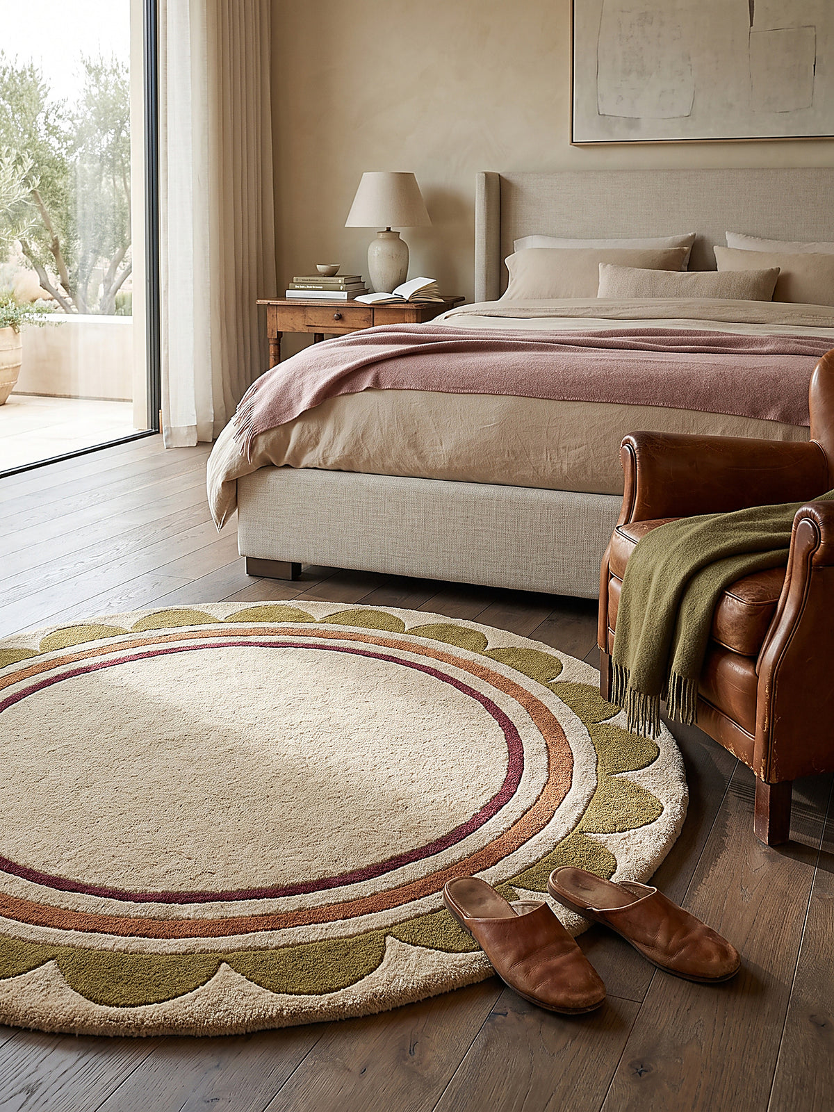 Teppich Beige-Multicolor Textur Nahaufnahme_
