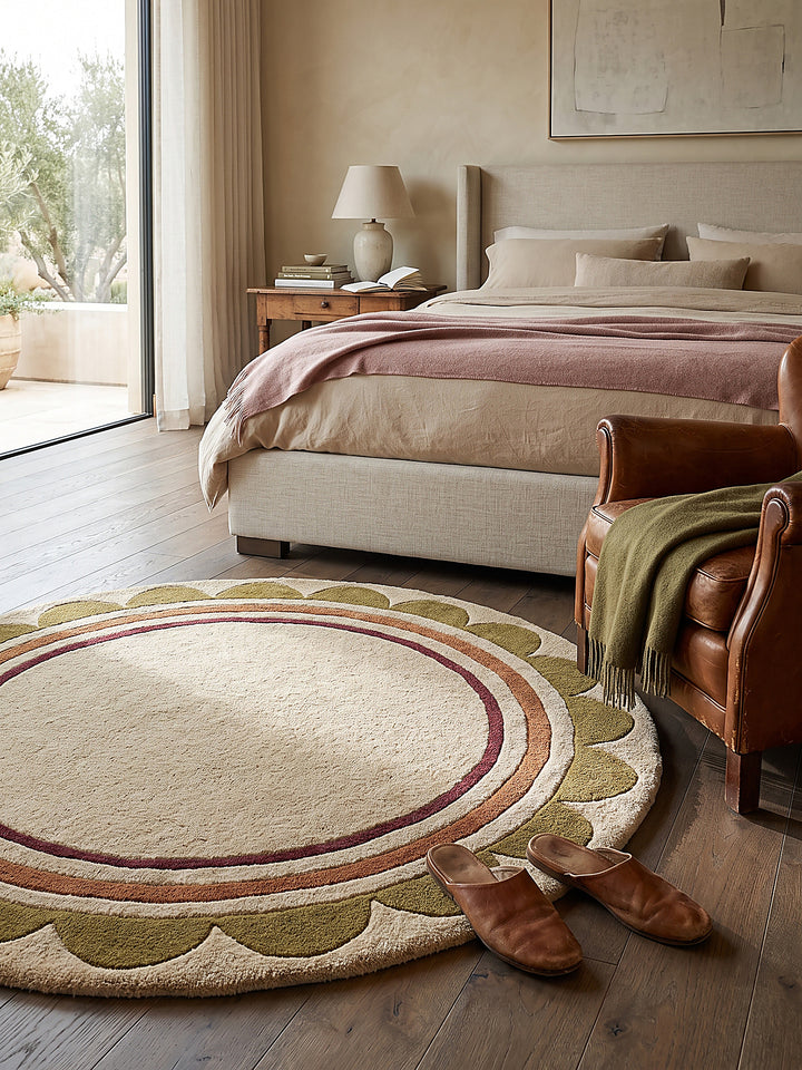 Teppich Beige-Multicolor Textur Nahaufnahme_