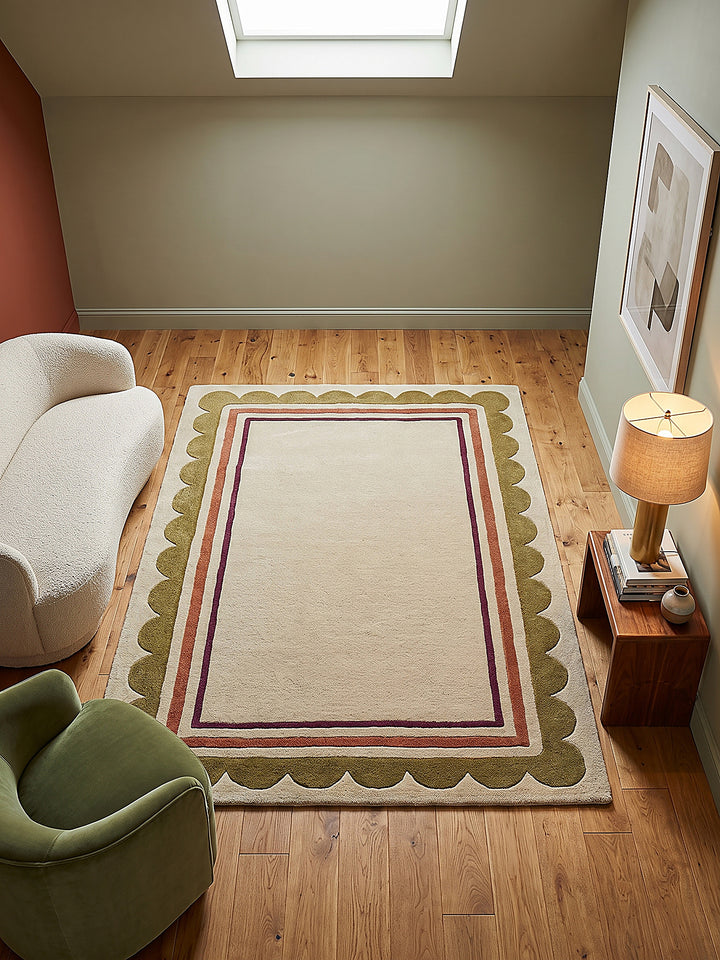 Teppich Beige-Multicolor rechteckig Draufsicht_