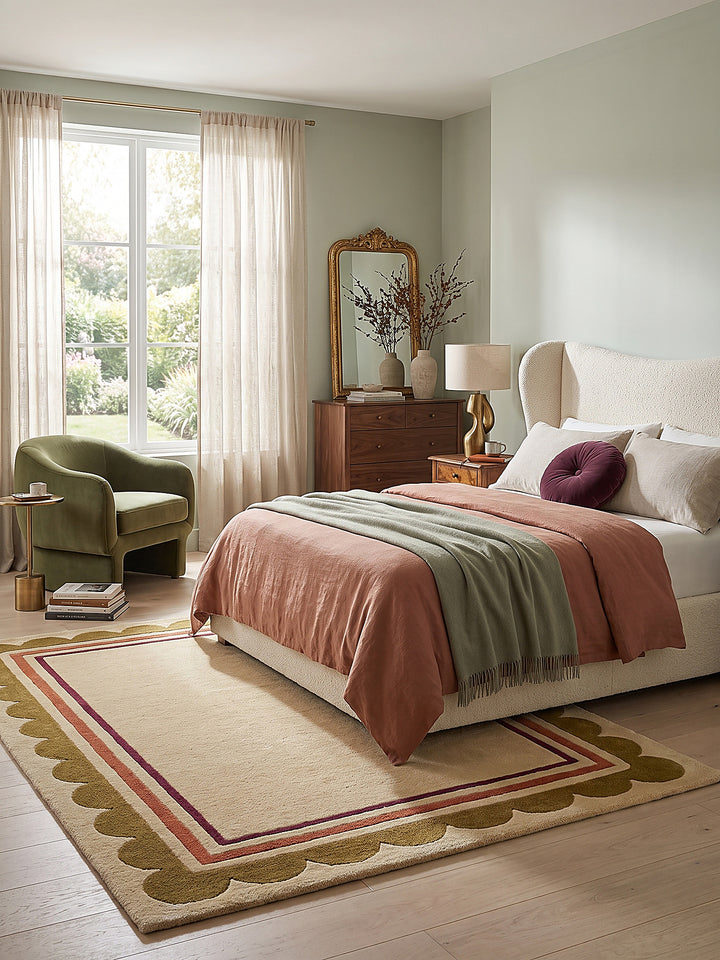 Teppich Beige-Multicolor rechteckig gemütliche Wohnszene_