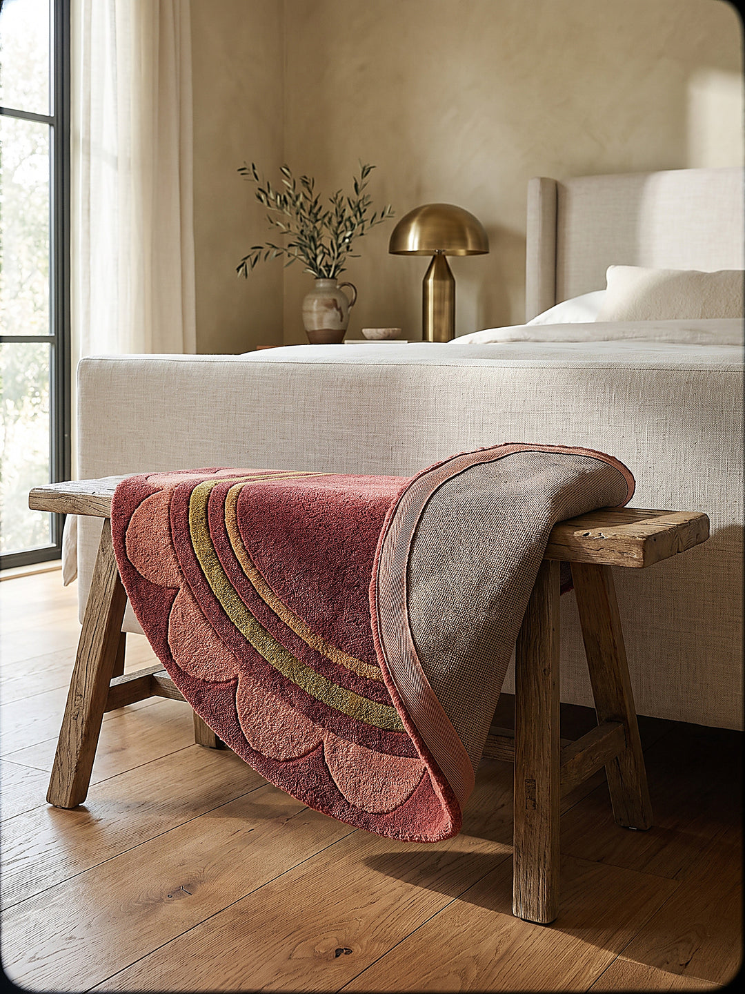 Teppich Beerenrot rund Editorial Styling_