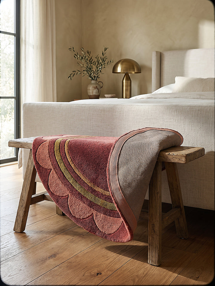 Teppich Beerenrot rund Editorial Styling_