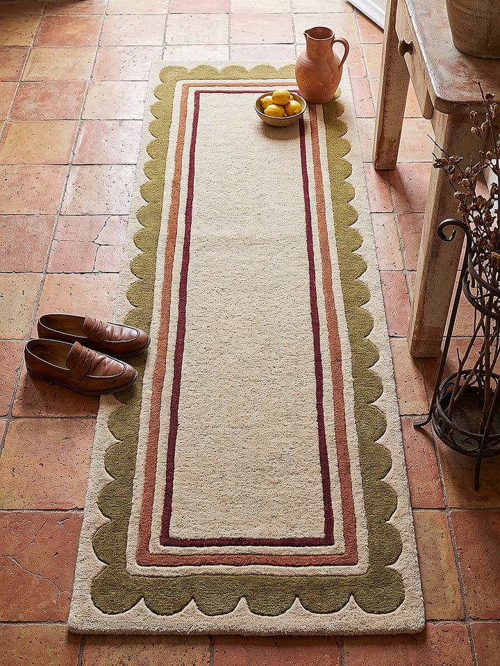 Teppich Beige-Multicolor Läufer Draufsicht_