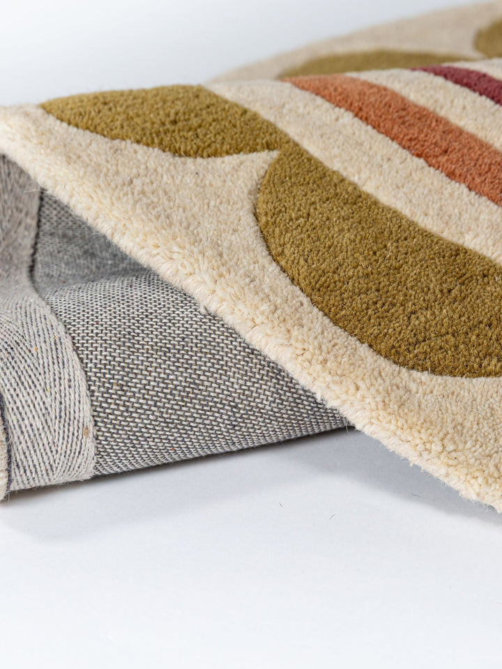 Teppich Beige-Multicolor rund WOOL Einrichtung Wohnidee Bodenbelag WENSUM_