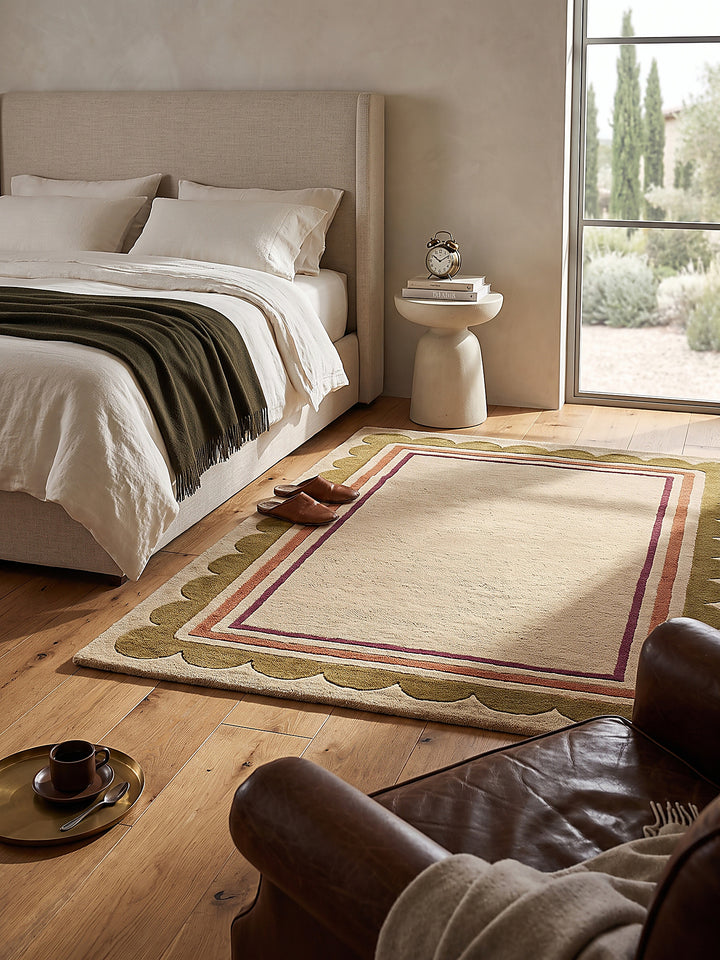 Teppich Beige-Multicolor Textur Nahaufnahme_