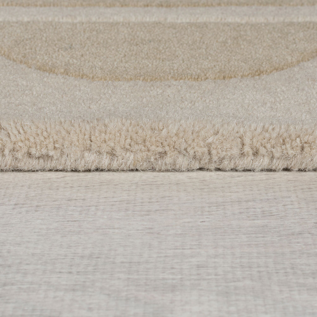 Wollteppich Handgetuftet mit Jakobsmuschel-Design  - Strapazierfähig &amp; Schallgedämmt_Rund_