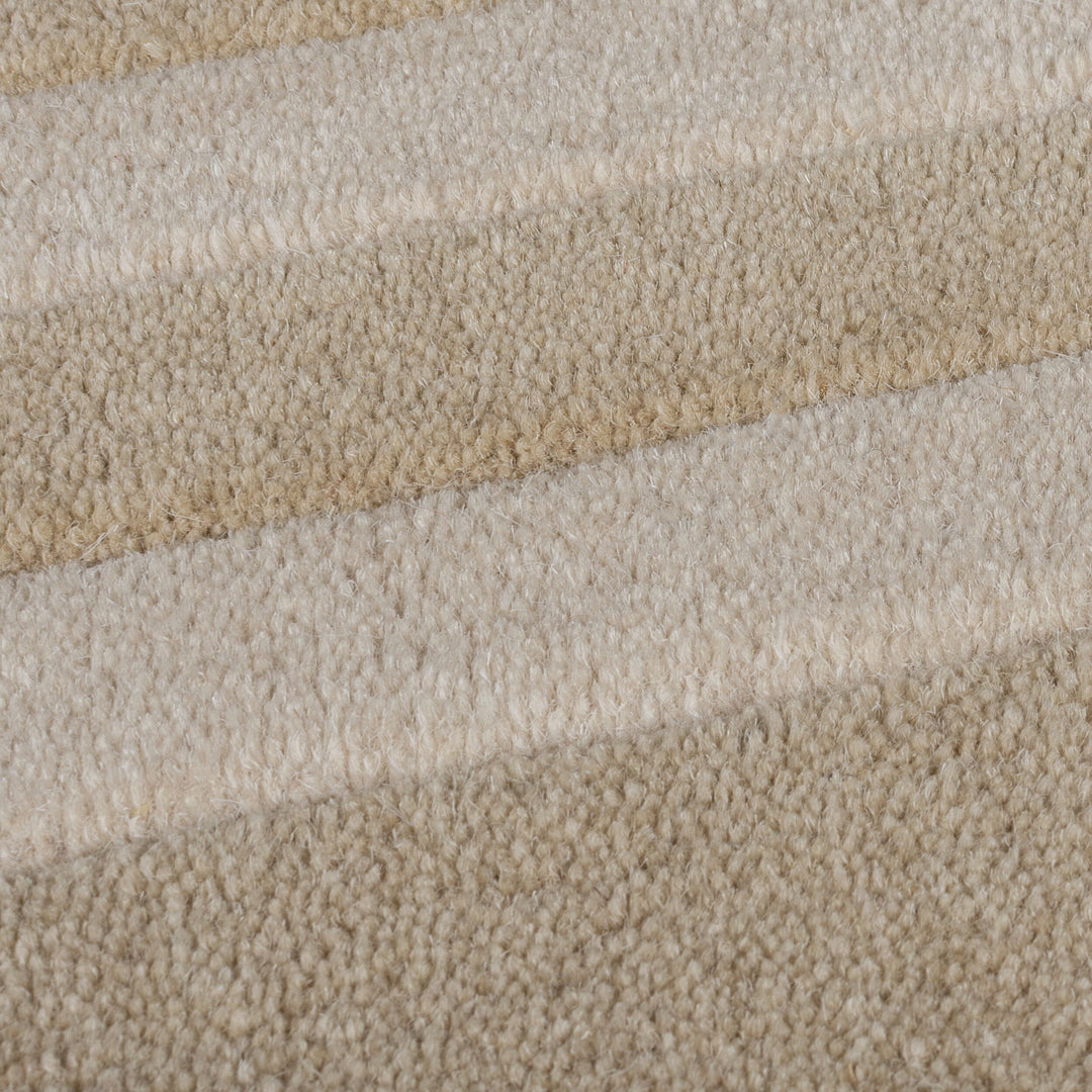 Wollteppich Grafisch - Rahmen - Wohnzimmer schmutzabweisend_Beige_Rund_