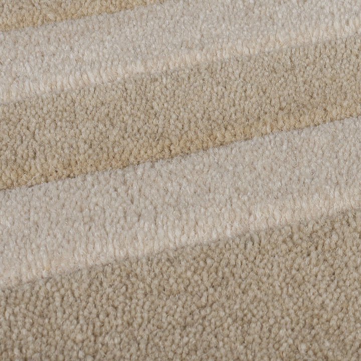 Wollteppich Grafisch - Rahmen - Wohnzimmer schmutzabweisend_Beige_Rund_