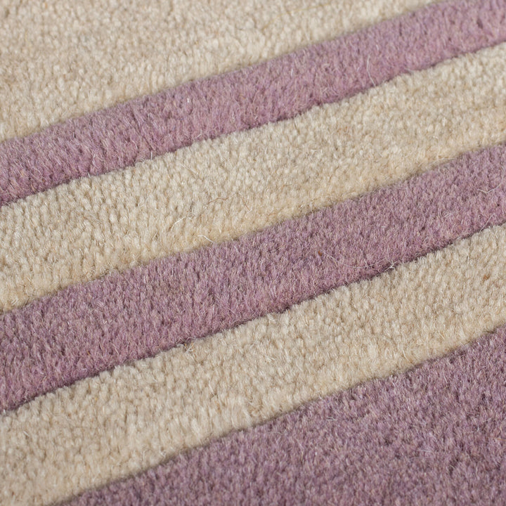 Wollteppich Grafisch - Rahmen - Wohnzimmer schmutzabweisend_Lila-Beige_Läufer_